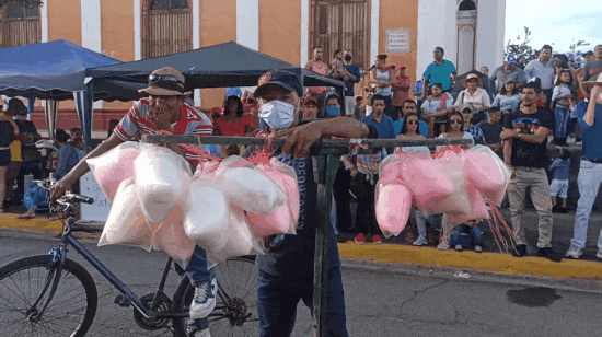 Fairy Floss Vendor Dancing at Hipica Festival Granada Nicaragua