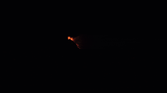 Fuego Volcano Eruption at Night