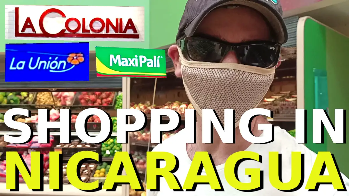 Man wearing mask shopping at La Colonia, La Union and MaxiPali supermarkets in Granada Nicaragua
