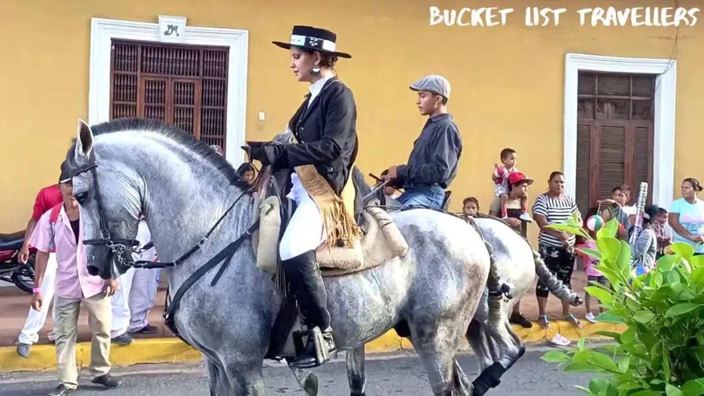 Equestrian Woman Riding Show horse in Hipica Horse Parade Granada Nicaragua