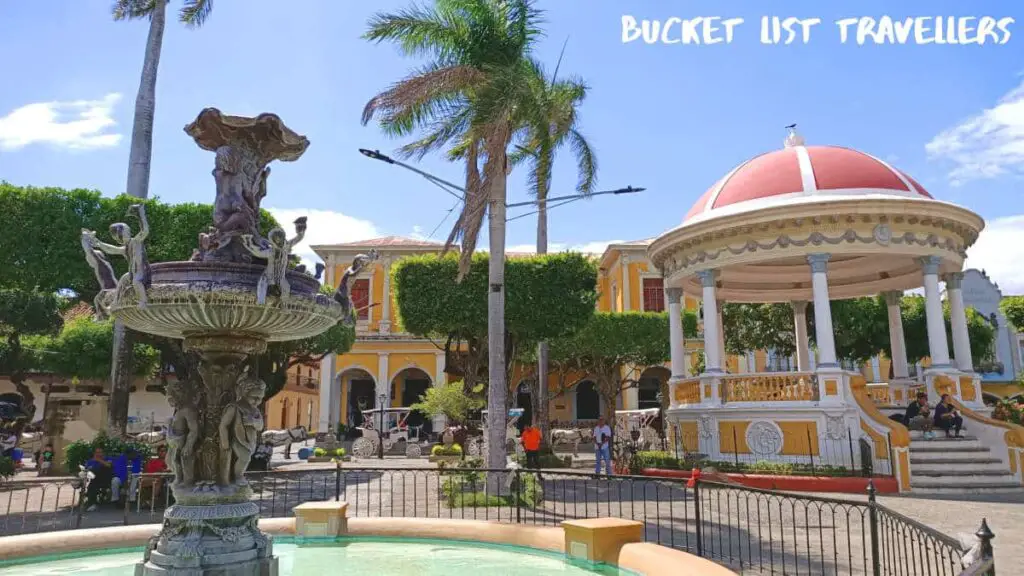 Rotunda and Water Fountain at Parque Central Granada Nicaragua