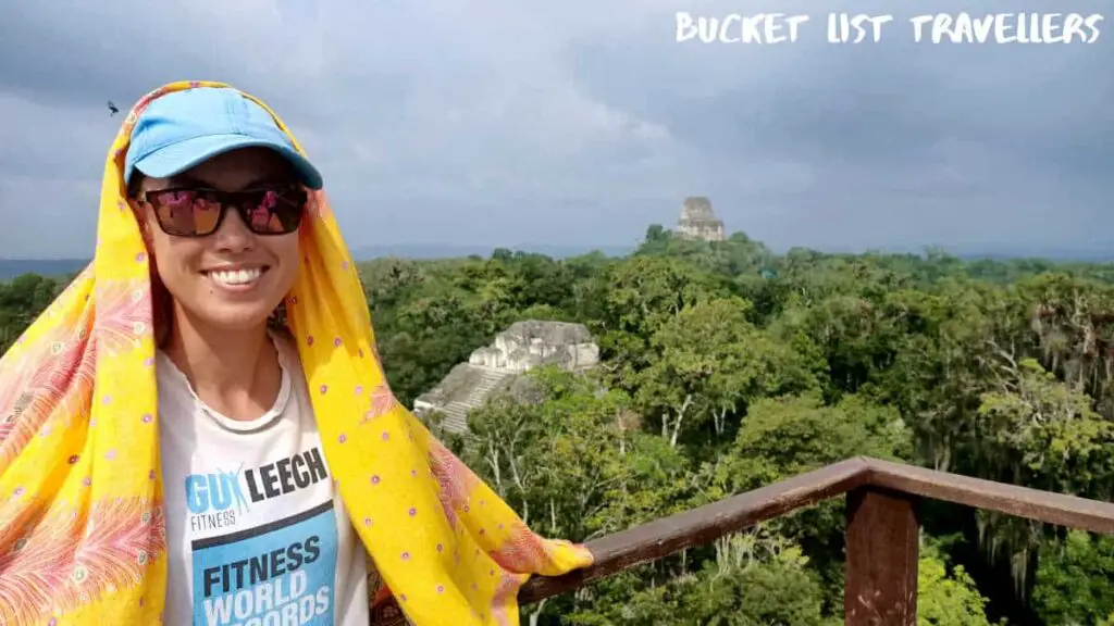 Woman on Platform at the Mundo Perdido (Lost World) Temple Tikal