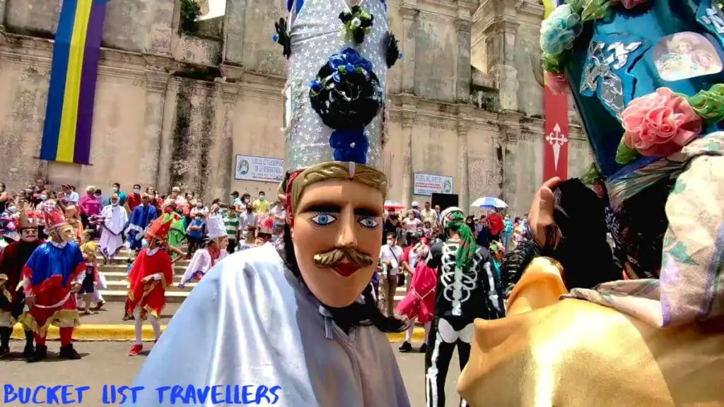 Los Diablitos in front of Parroquia Santiago Apostol Tope de los Santos Jinotepe Nicaragua