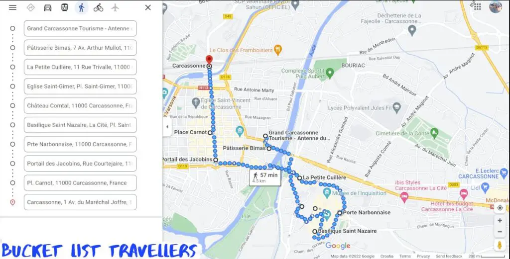 Carcassonne France Walking Tour Map