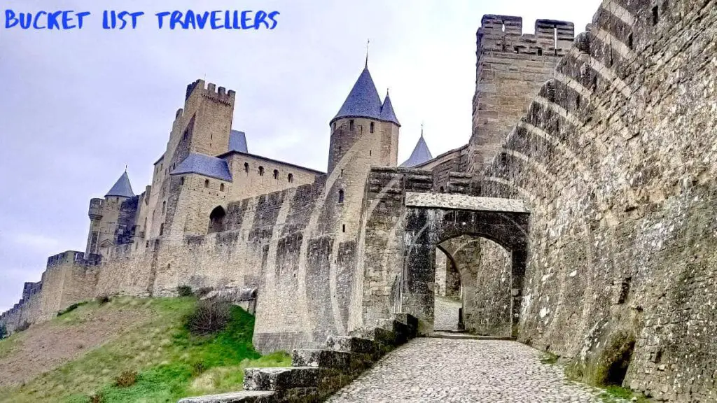 Porte de l'Aude Carcassonne France, Medieval Castle France, Eccentric Concentric Circles by Felice Varini