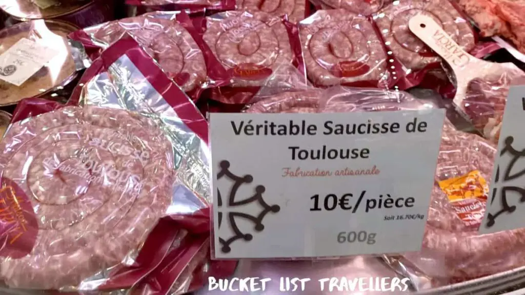 Toulouse Sausages from Marché Victor Hugo Toulouse France, regional French food