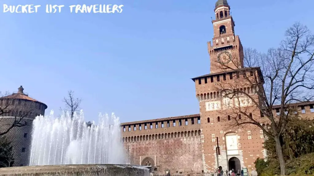 Fountain at Castello Sforzesco Milan Italy
