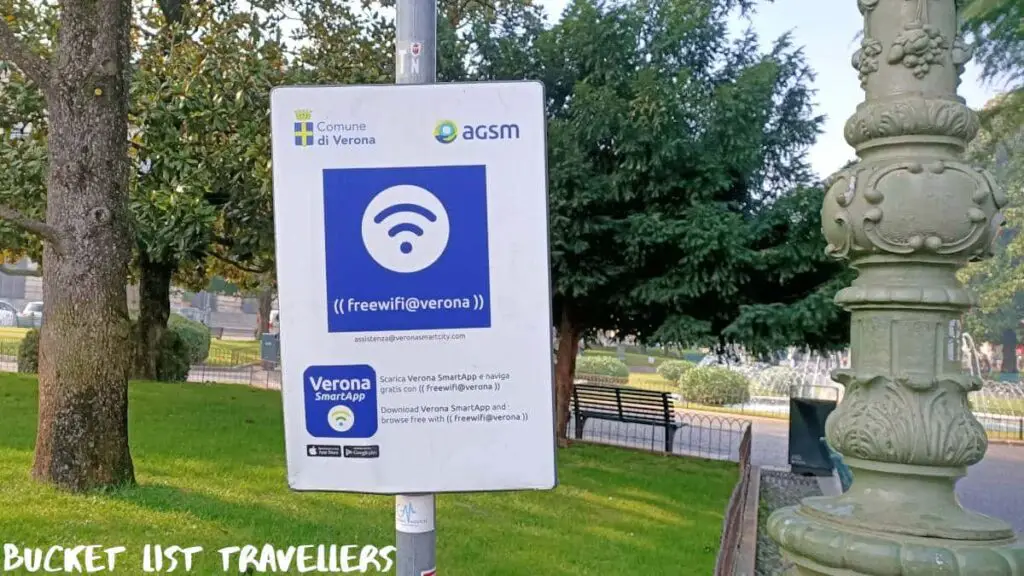 Sign for Free Public Wifi Verona Italy