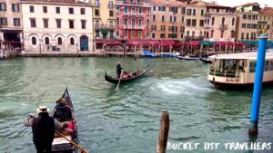 Gondolas on Grand Canal Venice Italy
