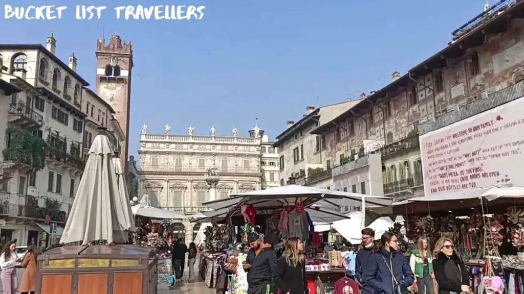 Market at Piazza delle Erbe Verona Italy
