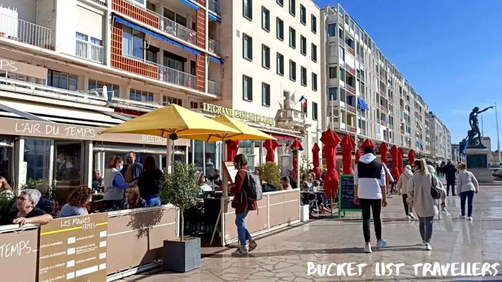 Cafes and promenade at Port de Toulon France