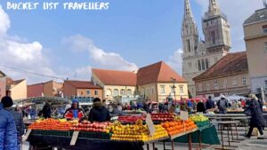 Dolac Market Zagreb Croatia, open air fruit amd vegetable market Croatia