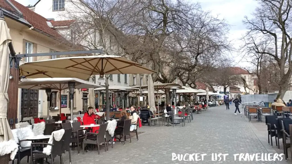 Restaurants at Petkovškovo Nabrežje Embankment Ljubljana Slovenia