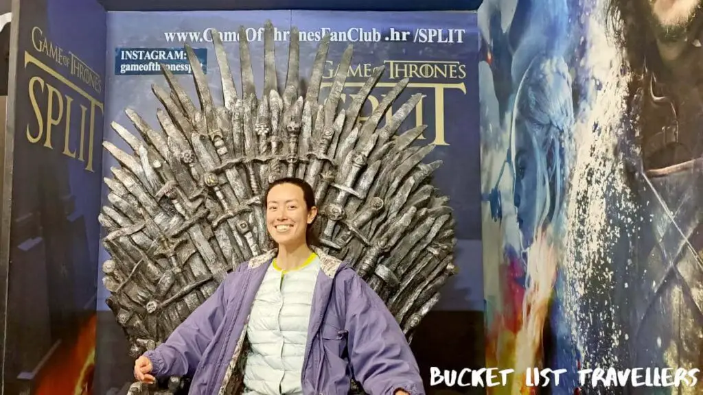 Sitting on the Iron Throne at the Game of Thrones Museum Split Croatia