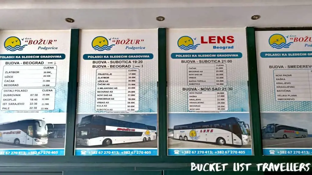 Bus Prices Budva Central Bus Station Montenegro