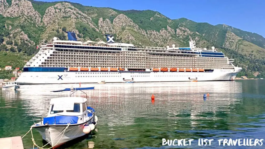 Celebrity X Cruise Ship in Bay of Kotor Montenegro