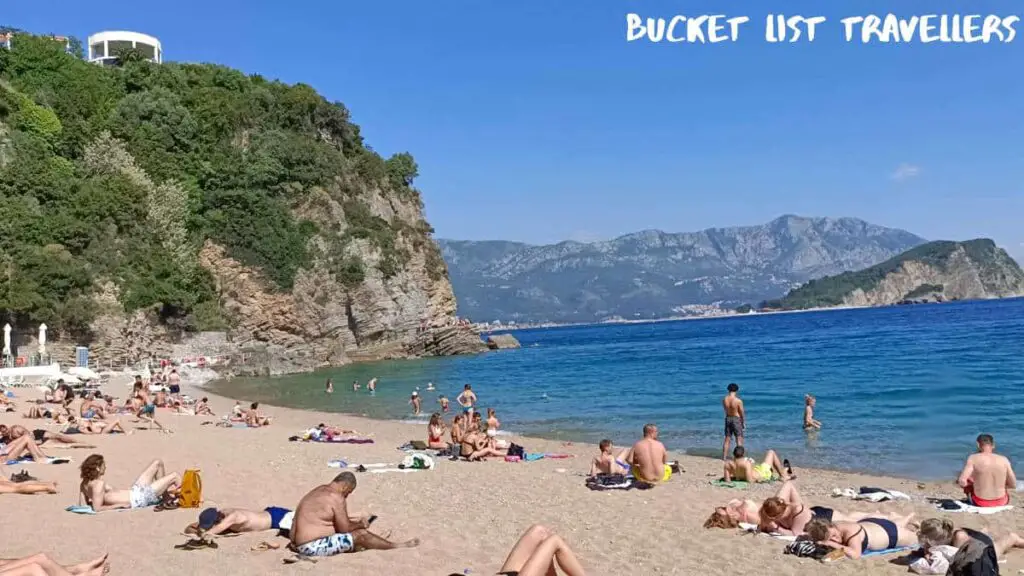 Sunbathers at Mogren 2 Beach Budva Montenegro