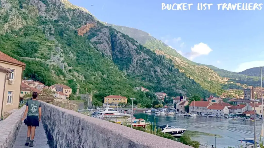 Walking on Kotor City Walls Montenegro