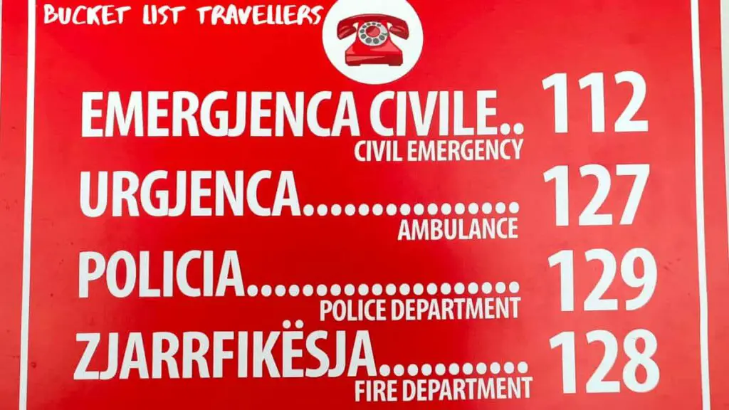 Emergency numbers Albania