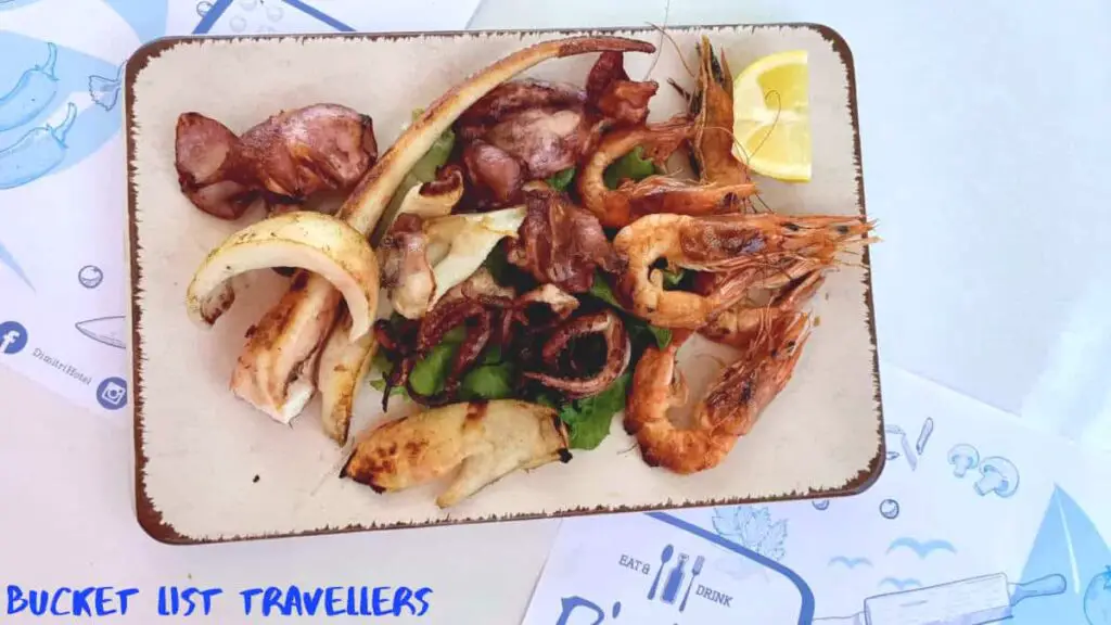 Grilled Seafood Mix from Dimitri Restaurant Himare Albania
