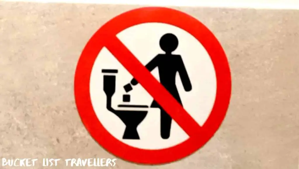 No Toilet Paper in Toilet Sign Albania