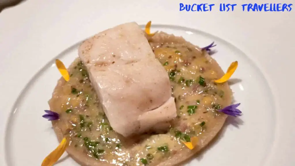 Fish Course from Tasting Menu 2 Michelin Star Restaurant La Table de Franck Putelat Carcassonne France