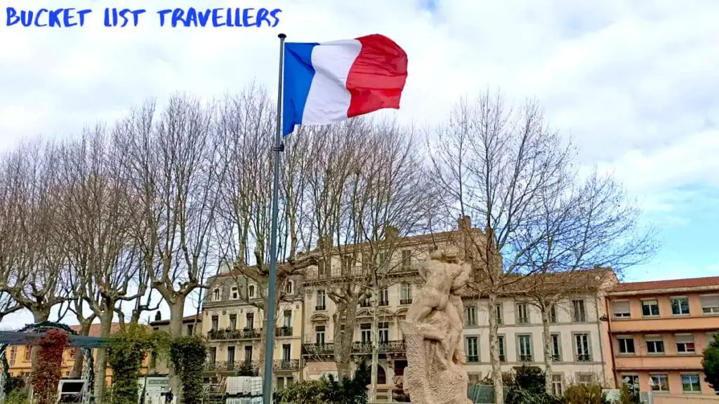 French Flag at Square Gambetta Carcassonne France