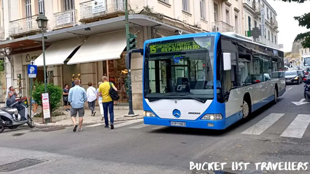 Corfu Blue Bus to Airport Corfu Greece