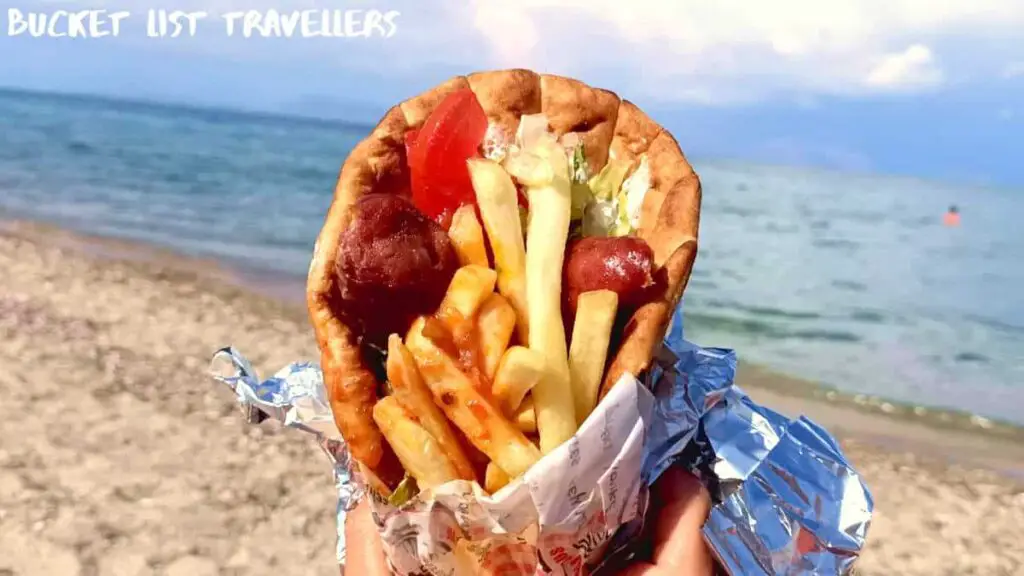 Gyros from Ranis Dreamfood at Moraitika Beach Corfu Greece