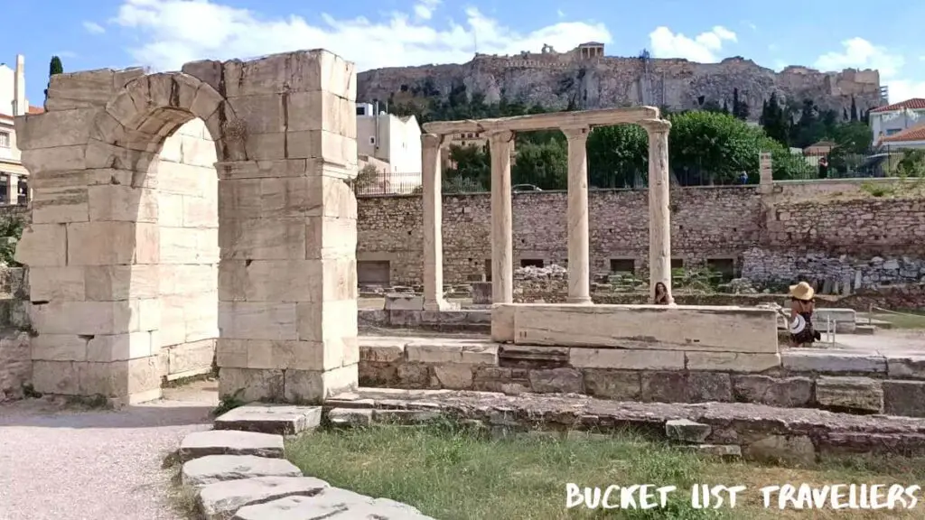 Hadrian's Library Athens Greece, Acropolis in the background