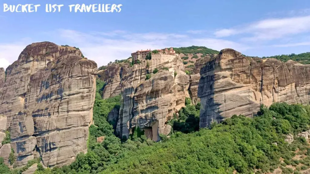 Holy Monastery of Rousanos Saint Barbara Meteora Greece from a distance