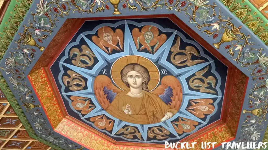 Painted ceiling at Monastery of Varlaam Meteora Greece