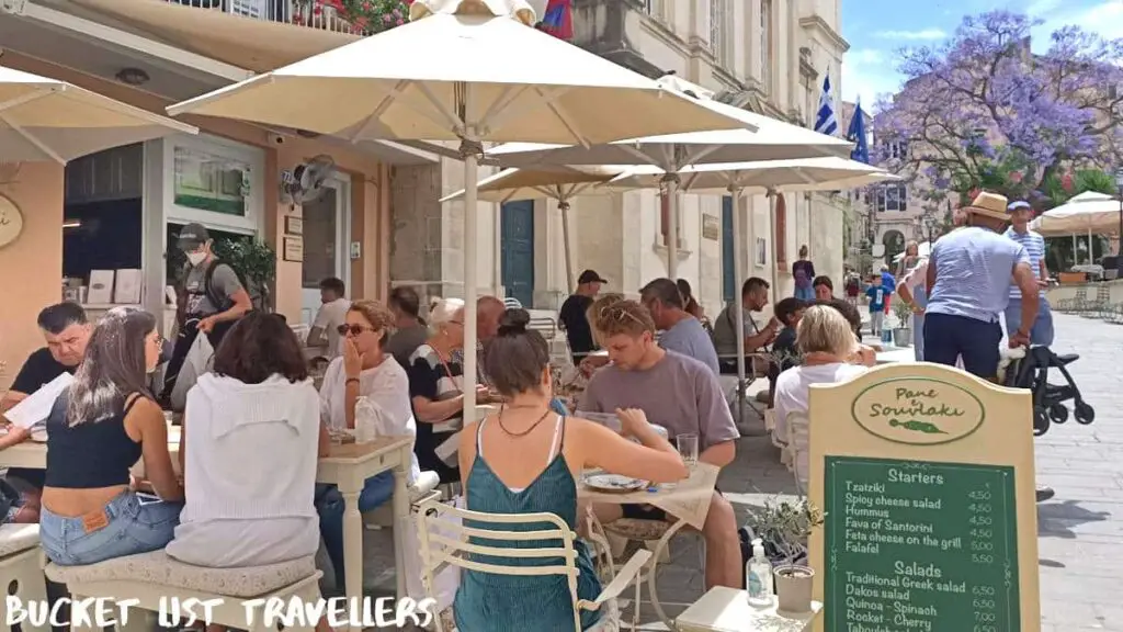 Outdoor dining at Pane e Souvlaki Corfu Old Town