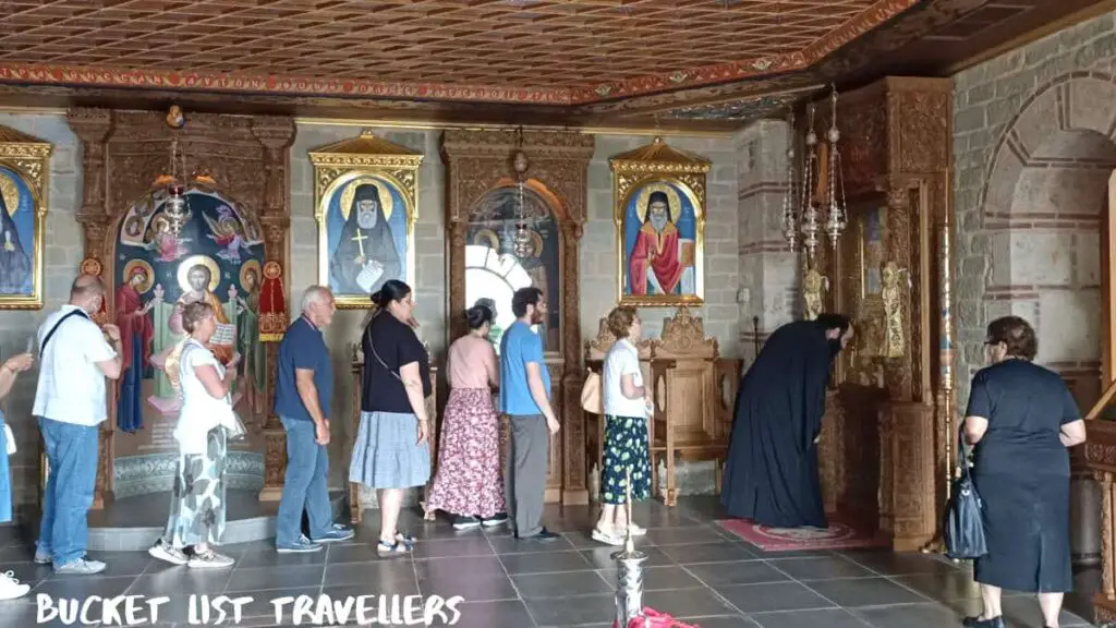 Pilgrims at Monastery of Varlaam Meteora Greece