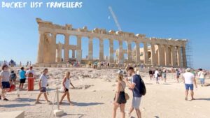 Tourists Parthenon Acropolis Athens Greece