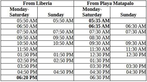 513 Bus Timetable Costa Rica