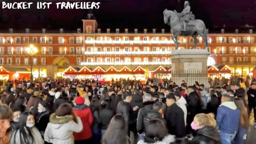 Christmas Night Market Plaza Mayor Madrid Spain