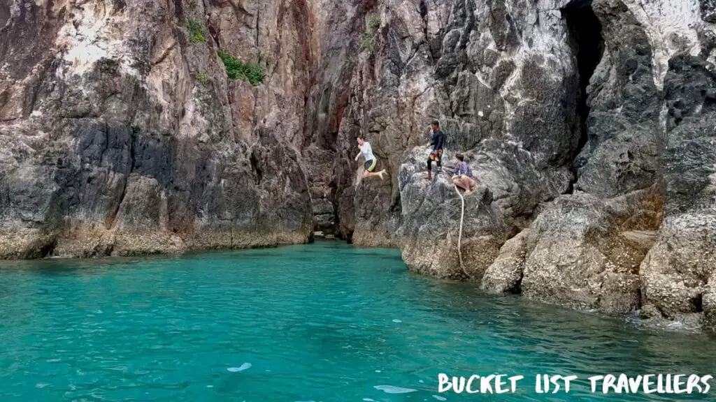 Cliff Jumping on Pulau Seri Buat-Seahunter Mersing Island Tour Malaysia
