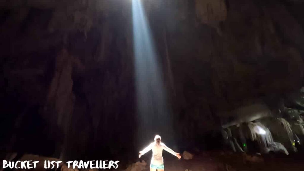 Woman at God Light Gua Keris Cave Kompleks Gua Ikan Dabong Malaysia