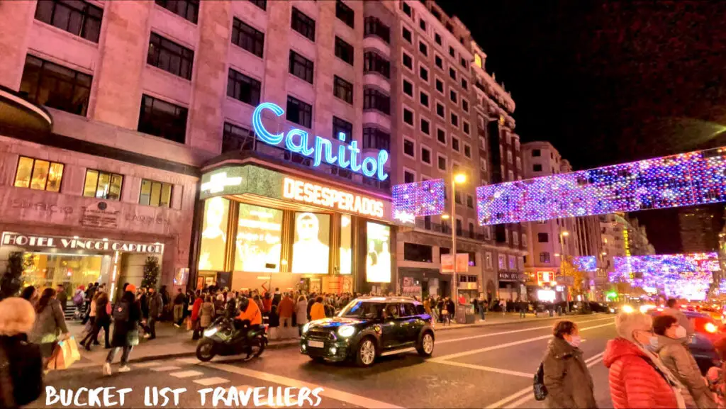 Cine Capitol Gran Via Madrid Spain at night