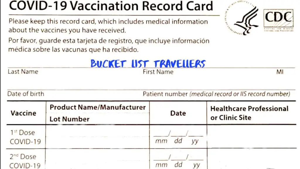 CDC Covid Vaccination Card