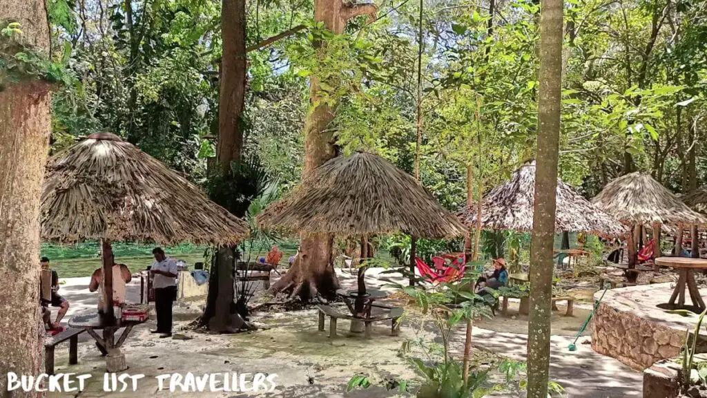 Straw covered cabanas at Ojo de Agua Ometepe Island Nicaragua