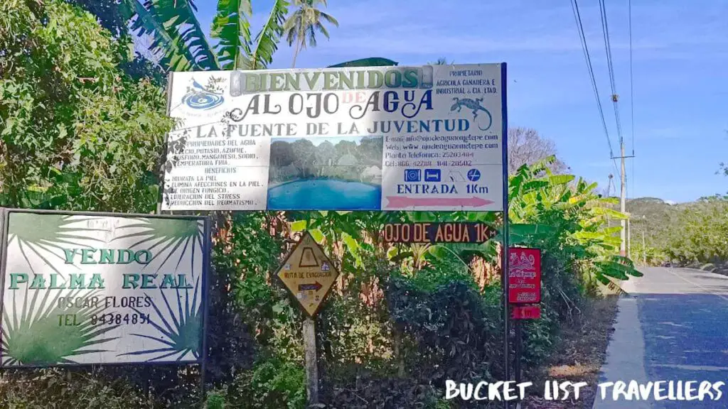 Entry Sign to Ojo de Agua Ometepe Island Nicaragua