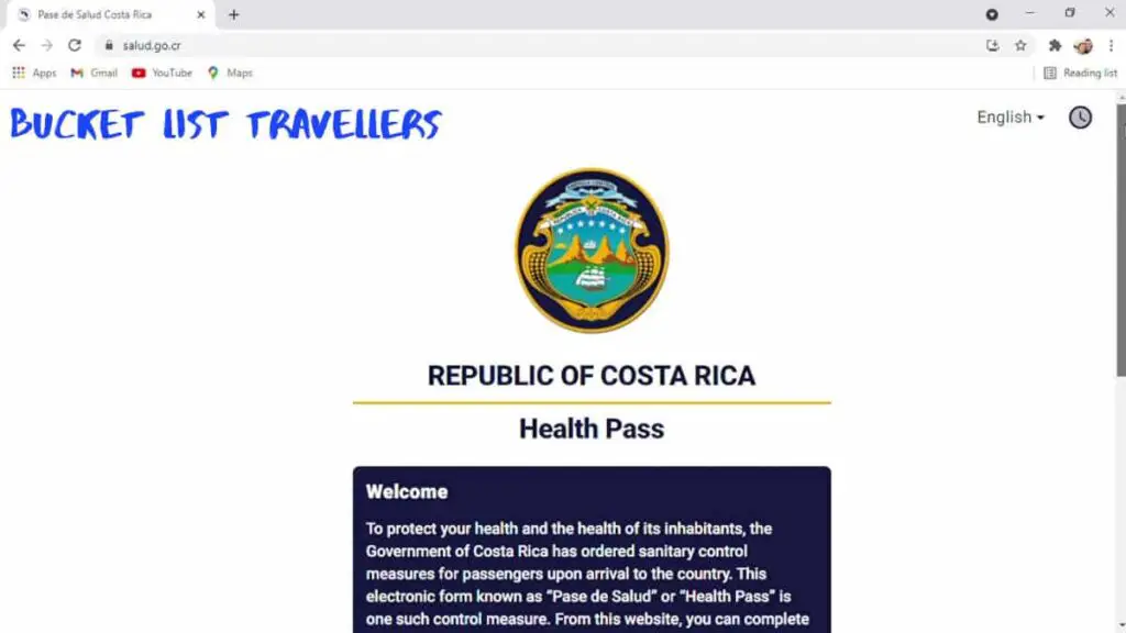 Pase de Salud Costa Rica Online Health Pass