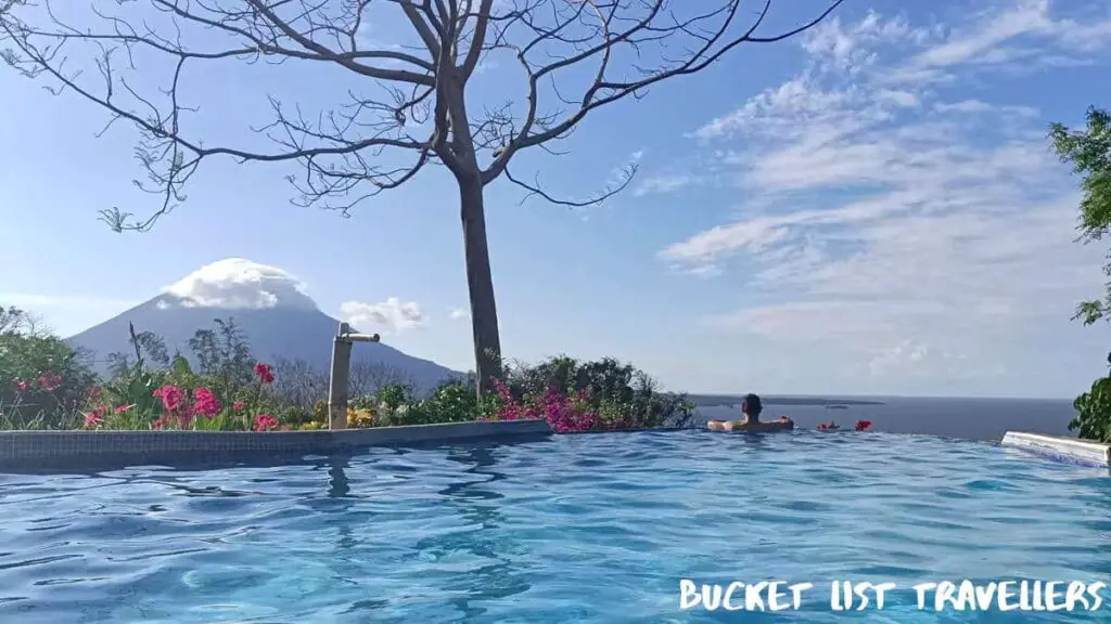 Pool-Totoco Eco-Lodge Balgue Ometepe Island Nicaragua, Volcan Concepcion in the background