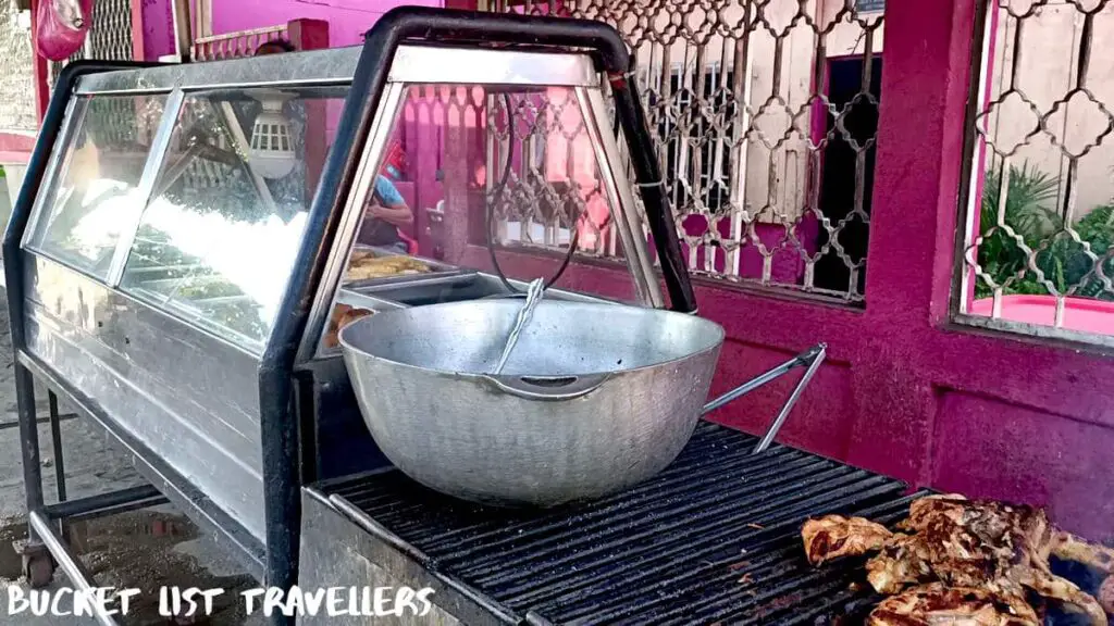 Street food stall known as a Fritanga in Managua Nicaragua