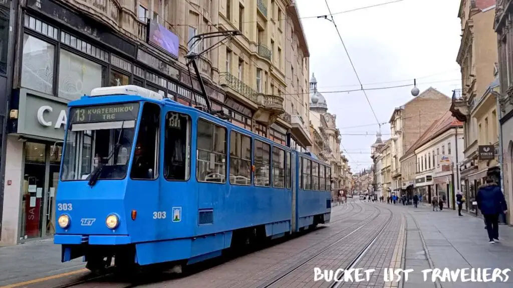Tram in Zagreb Lower Town Croatia