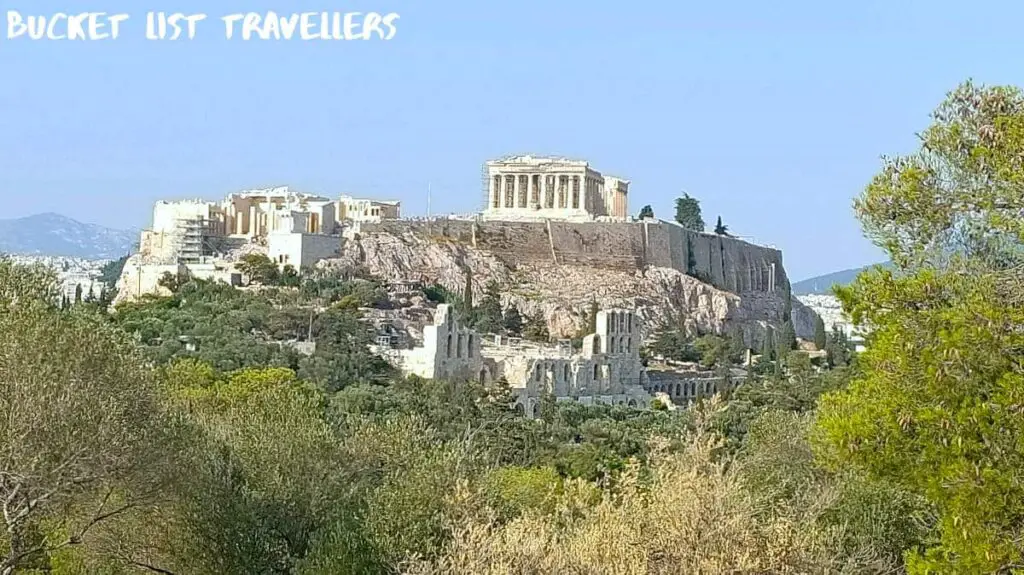 Acropolis from Philopappos Hill Athens Greece
