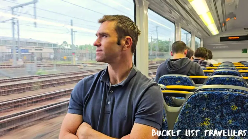 Man on train Sydney Australia